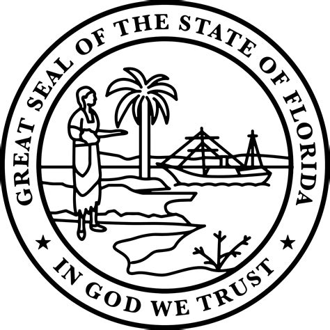 THE GREAT SEAL OF THE STATE OF FLORIDA Black white vector ou - Inspire ...