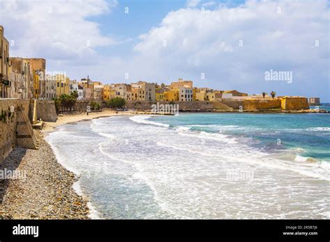 Colorful waterfront of Trapani Old Town, Sicily, Italy Stock Photo - Alamy