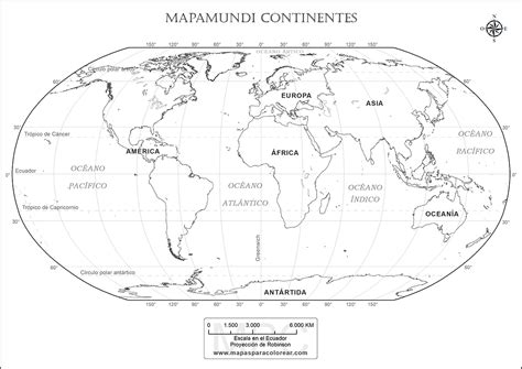 Mapamundi para colorear