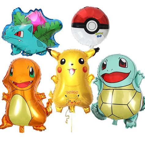 Buy SANAD Birthday Balloons, Pokemon Theme Party, 5 Large Foil Pokemon ...