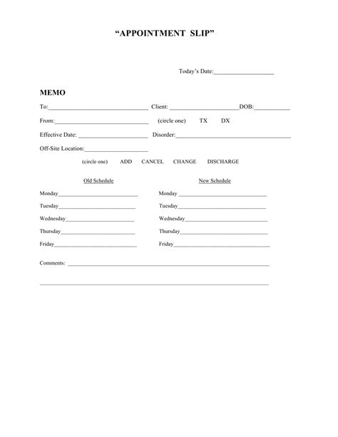 Appointment Slip Template