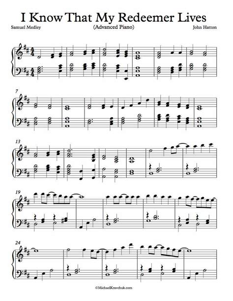 Free Piano Arrangement Sheet Music – I Know That My Redeemer Lives – Michael Kravchuk