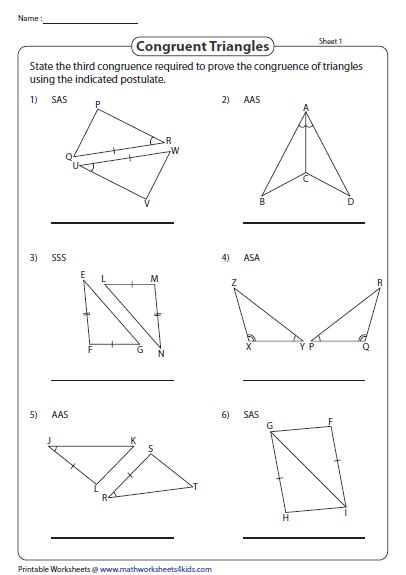 Right Triangle Congruence Worksheets