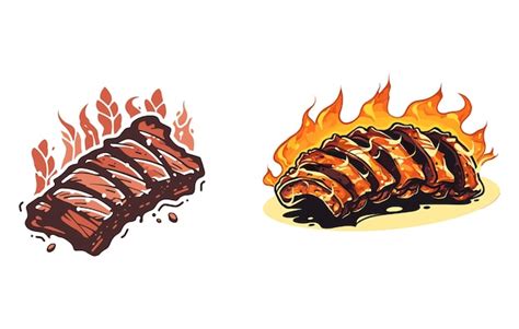 Premium Vector | Barbecue Ribs Flat illustration BBQ Ribs Vector silhouette