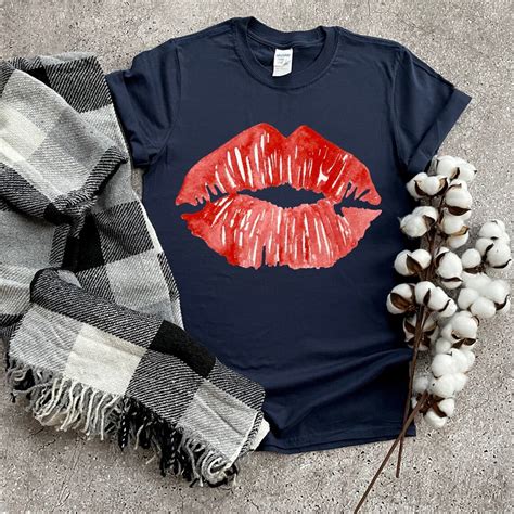 Lips Kiss Shirt Red Kissing Lipstick Gift For HerRed Lips | Etsy