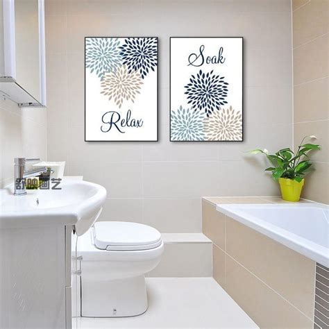 Bathroom Decor Bathroom Wall Art Canvas Prints Relax Soak Floral Flower Bathroom Art Bathroom ...