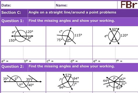 Angles On A Straight Line And Around A Point Worksheet - Angleworksheets.com