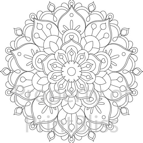 Flower Mandala Printable Coloring Page - Etsy