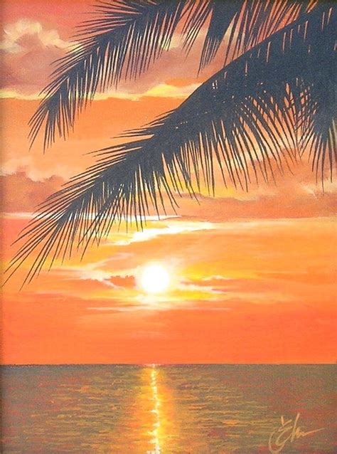 Items similar to SUNSET BEACH Original Acrylic Painting by Jack Schaar on Etsy