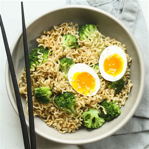 Sesame Instant Ramen Noodles with Broccoli & Soft-Boiled Egg Recipe | EatingWell