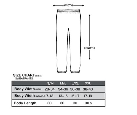 Sweat Pant Size Chart