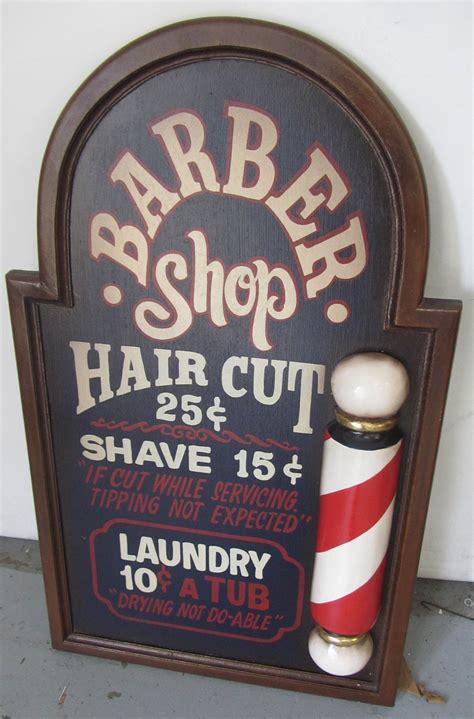 Fine Quality 20th C. Paint decorated Barber shop sign 36"h Auction ...