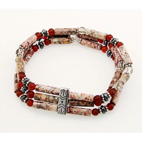 Southwestern Gemstone and Sterling Silver Stretch Bracelet - jewelry.farm