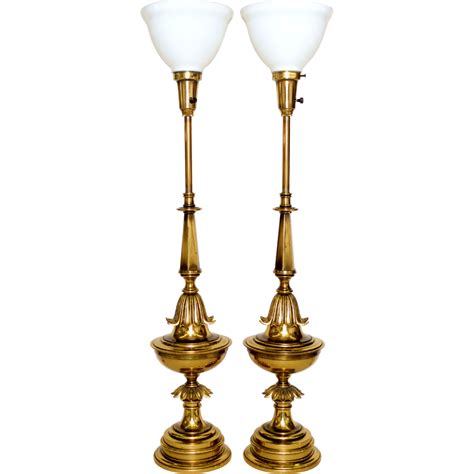 Pair Brass Stiffel Lamps Mid-Century from tolw on Ruby Lane