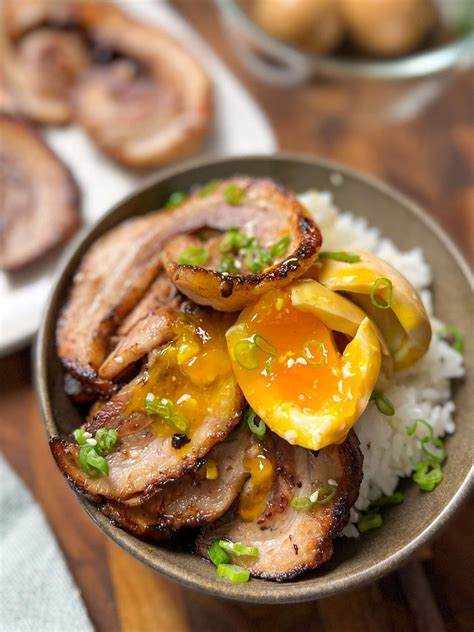 braised chashu pork belly with marinated eggs - smelly lunchbox