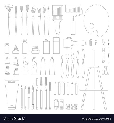 Art tools line set Royalty Free Vector Image - VectorStock