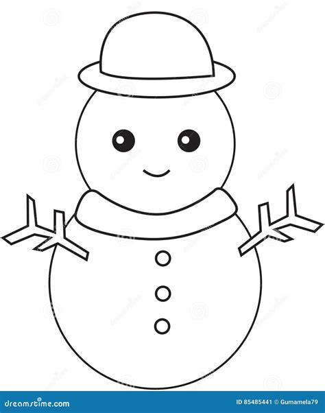 Black and White Snowman stock illustration. Illustration of happiness ...