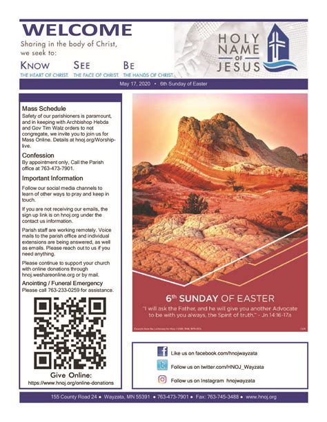 Sunday Bulletins | Holy Name of Jesus