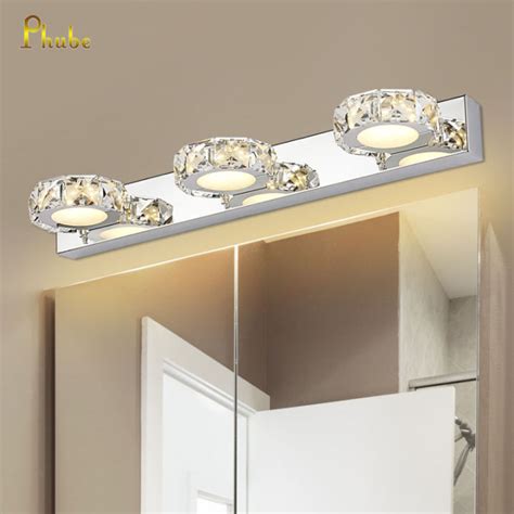 Phube Lighting Modern 3 Light Crystal Bathroom Vanity Light Fixtures 26 Inch Long, Dimmable ...