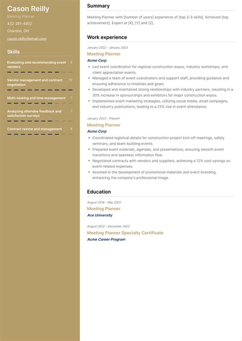 Meeting Planner Resume Examples and Templates