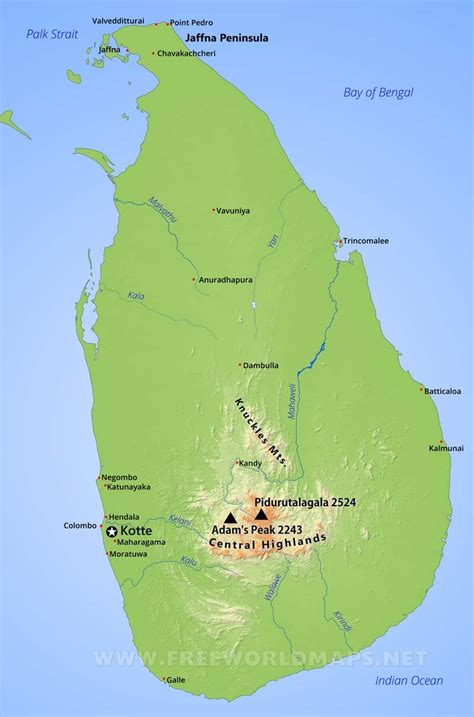 Sri Lanka Physical Map