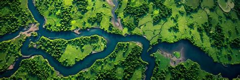 Premium AI Image | Aerial view of a river delta with lush green ...