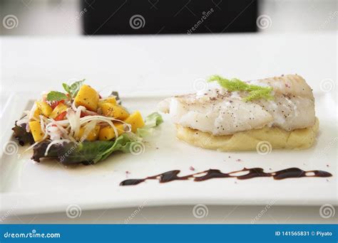 Grilled cod fish steak stock image. Image of dinner - 141565831