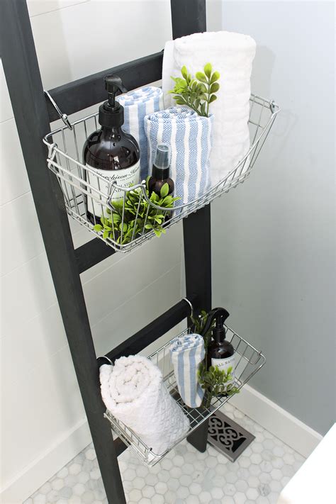 DIY Bathroom Storage Ladder - Clean and Scentsible