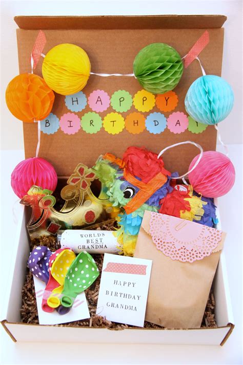 Birthday-In-a-Box Gift for Grandma with Colorful Decorations