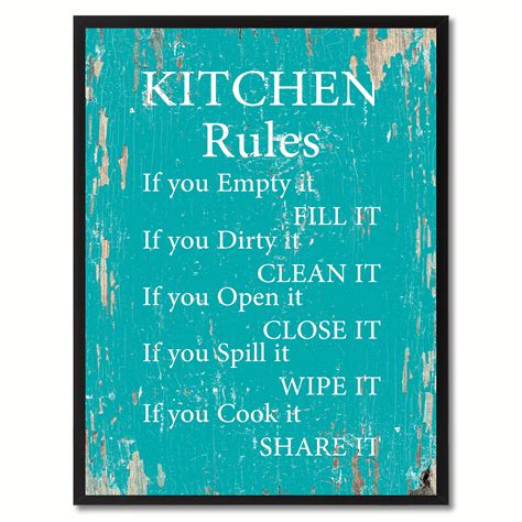 Kitchen Rules Quote Saying Canvas Print Picture Frame Home Decor Wall ...