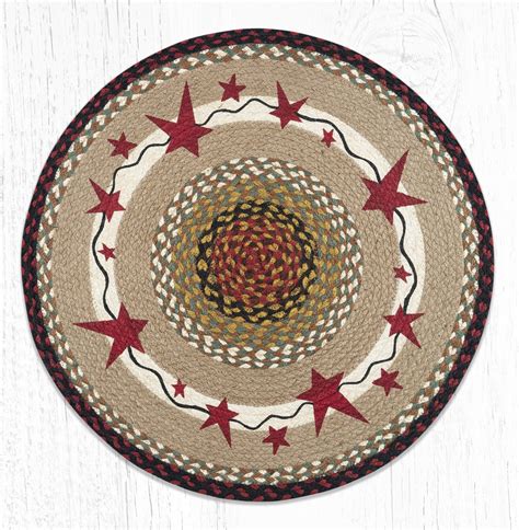 Primitive Stars Burgundy Round Braided Rug 27"x27" by Earth Rugs