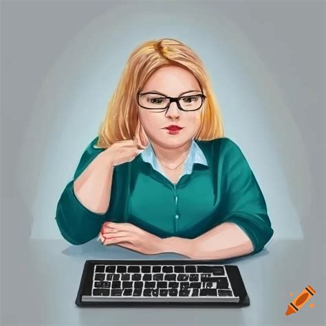 Pencil drawing of a confident businesswoman working on laptop on Craiyon