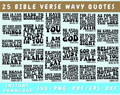 Bible Verse Wavy Quotes SVG Bundle, 25 Designs, Retro Christian SVG By LemonStudioCreations ...