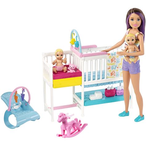 Barbie Skipper Babysitters Inc. Nap 'n Nurture Nursery Dolls Playset ...