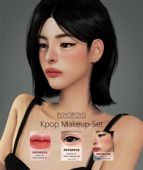 [poyopoyo] Kpop makeup Set | PoyoPoyo on Patreon | The sims 4 skin, Sims hair, Sims 4 cc eyes