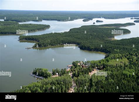 aerial, Churchill River Lodge, Leaf Rapids, Manitoba Stock Photo - Alamy