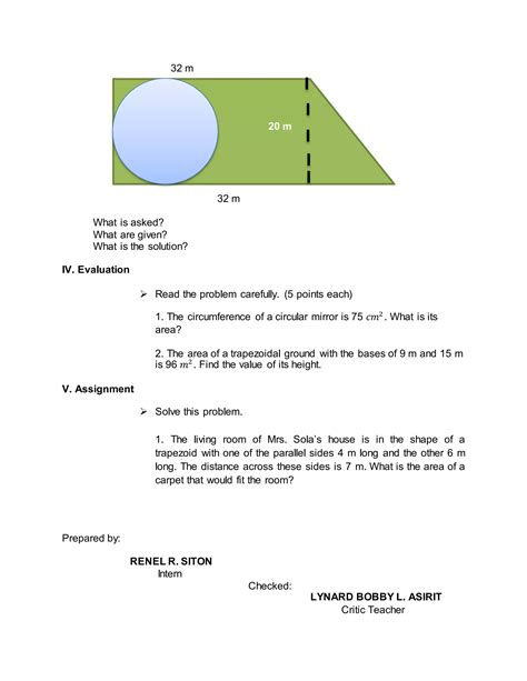 Area of trapezoid and circle problems. | PDF