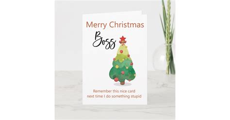 Merry Christmas Boss From Employee Funny Card | Zazzle