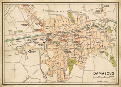 Damascus Old Map Historical Map Print Available on Paper or | Etsy