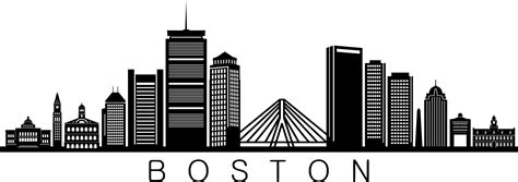 BOSTON Massachusetts City SKYLINE Outline Silhouette Vector | Etsy