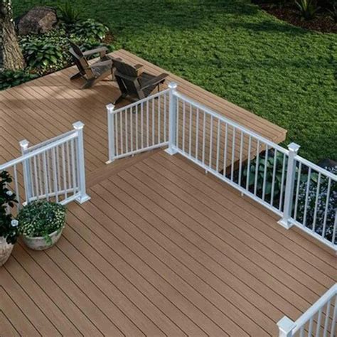 Deckorators 8-ft x 2.25-in x 3.5-ft Textured White Aluminum Deck Rail Kit Classic Balusters ...