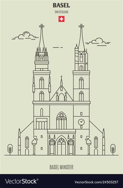 Basel minster in Royalty Free Vector Image - VectorStock