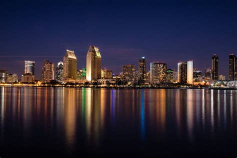 San Diego skyline night. stock photo. Image of island - 169712306