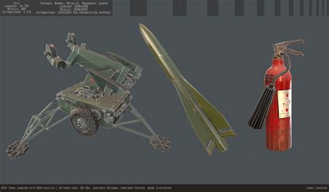 MIM-23 HAWK missiles on an M192 towed launcher — polycount