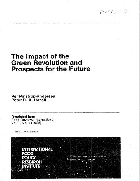 SOLUTION: The impact of the green revolution - Studypool