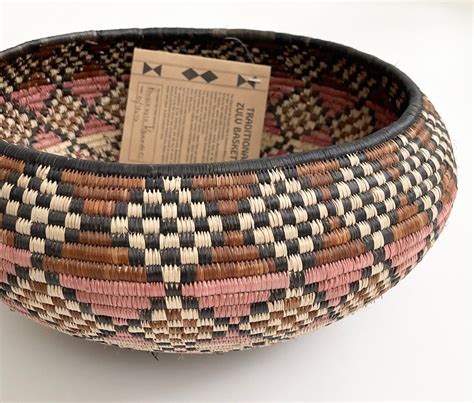 Large African Zulu Basket Vintage with Original Tags Artist Signed ...