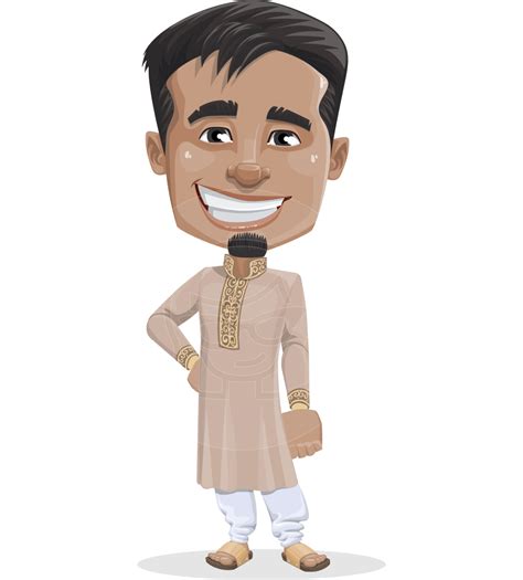 Vector Indian Man Cartoon Character - Sunder the Handsome | GraphicMama | GraphicMama