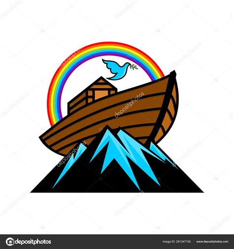 Logo Noah's Ark Rainbow Symbol Covenant Dove Branch Olive Ship Stock ...