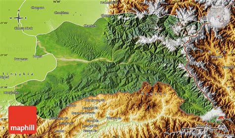 Satellite Map of Changlang, physical outside