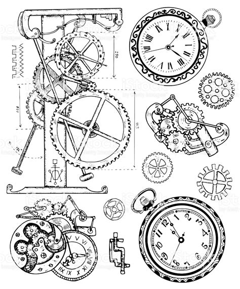 Abstract Mechanical Clock Drawing - Iwanna Fly